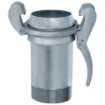 Picture of Sphere Lock Coupling, Bauer-Style, Male Ball x Male NPT, 4", Working Pressure 217 PSI, Galvanized, Type B-F, Includes Locking Lever Ring