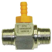 Picture of Chemical Injector, Stainless / Kynar, .070" Orifice, 1.42 GPM @ 100 PSI, (1) Orange Chemical Barb