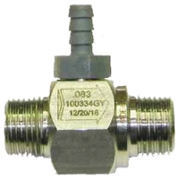 Picture of Chemical Injector, Stainless / Kynar, .083" Orifice, 2.0 GPM @ 100 PSI, (1) Gray Chemical Barb