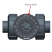 Picture of Ball Valve with Setting Scale, PVC, Union Style, 1/2" FPT & Solvent Socket End Fitting, Viton®