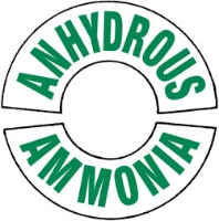 Picture of Circular Shape "ANHYDROUS AMMONIA" Decal, 4" Tall Green Letters, 2 Piece