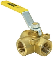 Picture of 3-Way Ball Valve, Brass, 3/4" Connection, .685 Flow, 400 PSI
