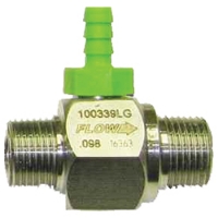 Picture of Chemical Injector, Stainless / Kynar, .098" Orifice, 3-5 GPM @ 100 PSI, (1) Light Green Chemical Barb
