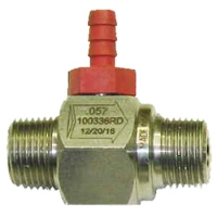 Picture of Chemical Injector, Stainless / Kynar, .057" Orifice, .95 GPM @ 100 PSI, (1) Red Chemical Barb