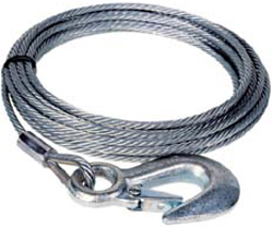 Steel Winch Cable With Safety Hook - 3/16 X 25 Ft, 4000 LB Capacity