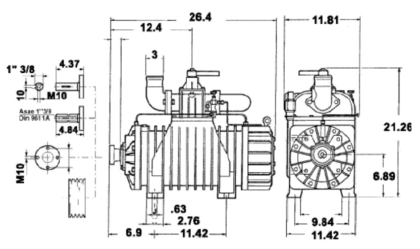 Vacuum Pump, R260, Counter Clockwise Rotation, 3IN Ports, RPM Range ...