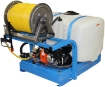 Picture of Space Saver Skid Sprayer, 100 Gallon with 7560NR Roller Pump, 5.5 HP Honda Engine, 11.2 GPM, 150 PSI, *Manual/Crank Hose Reel