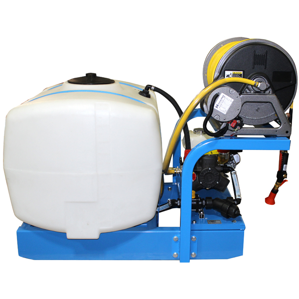 Picture of Space Saver Skid Sprayer, 100 Gallon with AR403 Diaphragm Pump, 5.5 HP AR Engine, 10 GPM, 580 PSI, 12 Volt Electric Hose Reel