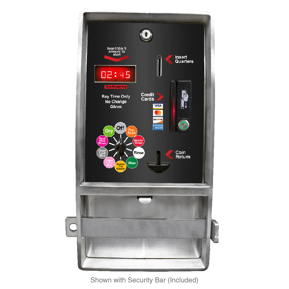Picture of Car Wash Bay Meter, Accepts Coins / Tokens / Card Swiper, Coin Drawer Style, 10 Position Rotary Switch