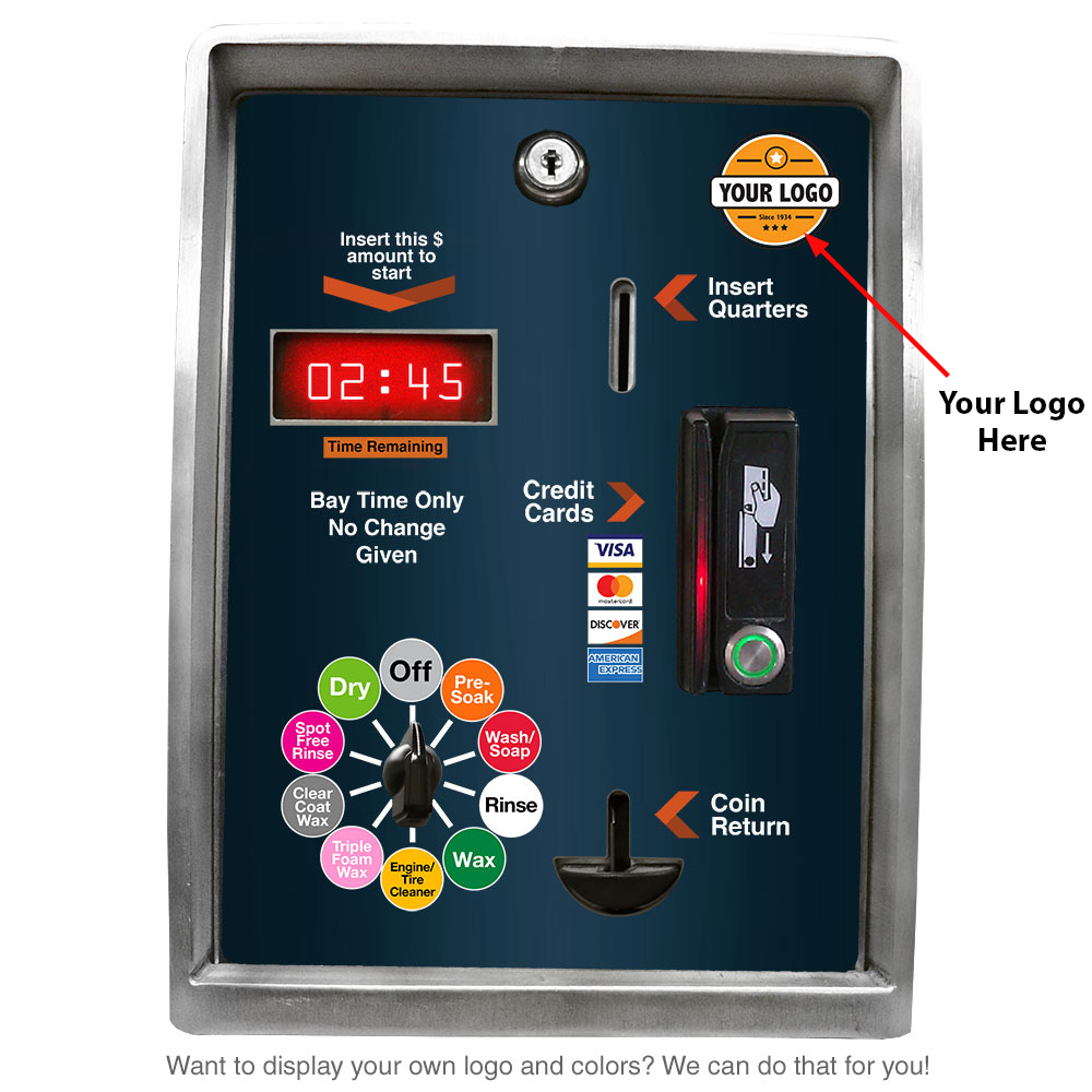 Picture of Car Wash Bay Meter, Accepts Coins / Tokens / Card Swiper, Vault / Safe Ready, 10 Position Rotary Switch