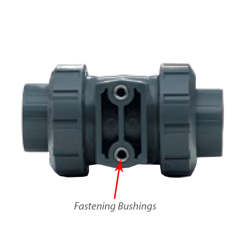 Picture of Ball Valves, PVC, Union Style, 1-1/4" FPT & Socket End Fitting, EPDM Seal