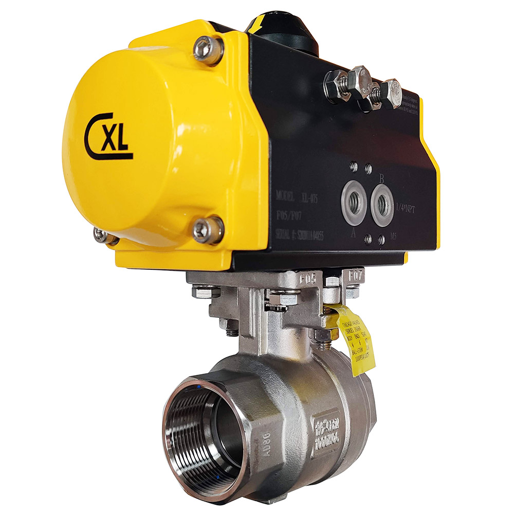 Picture of 2-Piece Air Actuated Ball Valve, Stainless Steel, Double Acting, 1/2", 1000 PSI