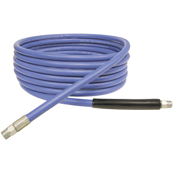 Picture of Pressure Washer Hose Assembly, Blue, Non-Marking Smooth Cover, 3/8" x 100', 1-Wire, 4000 Max PSI (3/8" MPT Ends)